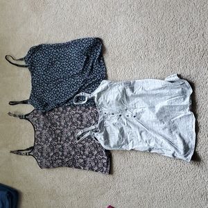 Set of 3 nursing tanks, size L. Gray, black, and lace patterned